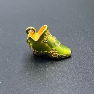 Joan Rivers Vintage Green Antique Royalty Style Small Heel Slipper Shoe Charm